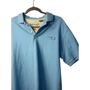 Orvis Polo Shirt Blue Piqué Fly Fishing Lure Logo 3B9Z Mens Medium Casualwear